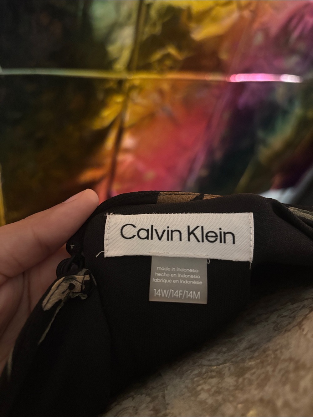Calvin Klein Black Floral-Trim Dress - Picture 2 of 6